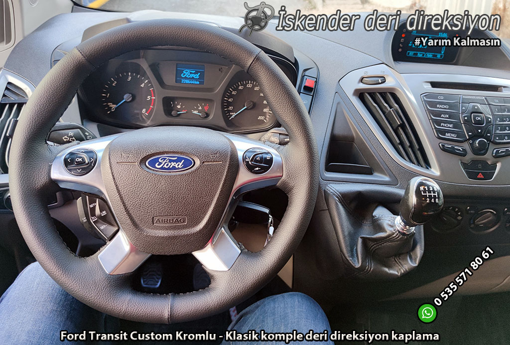 Ford Transit Custom Kromlu - Klasik komple deri direksiyon kaplama (3)