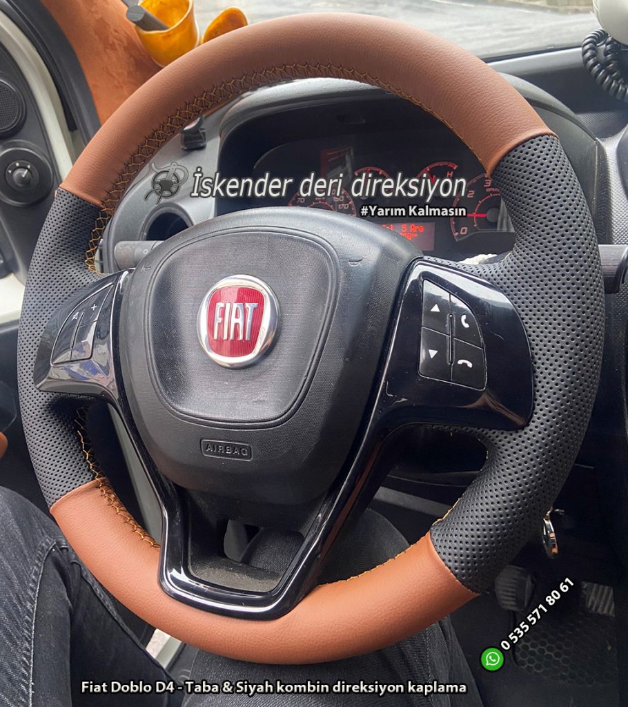 Fiat Doblo D4 - Taba & Siyah kombin direksiyon kaplama (3)